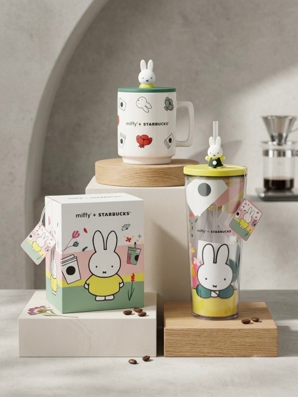 NWT Starbucks x Miffy Collab Set 2026: 14oz Ceramic Mug Cold Cup Tumbler FL1152
